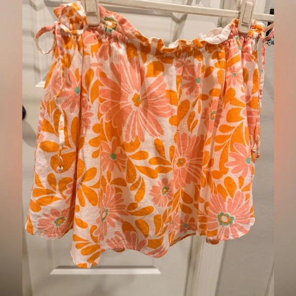 Aerie Floral Pink Orange and White Skirt with Liner Side Ties size M - Picture 1 of 6